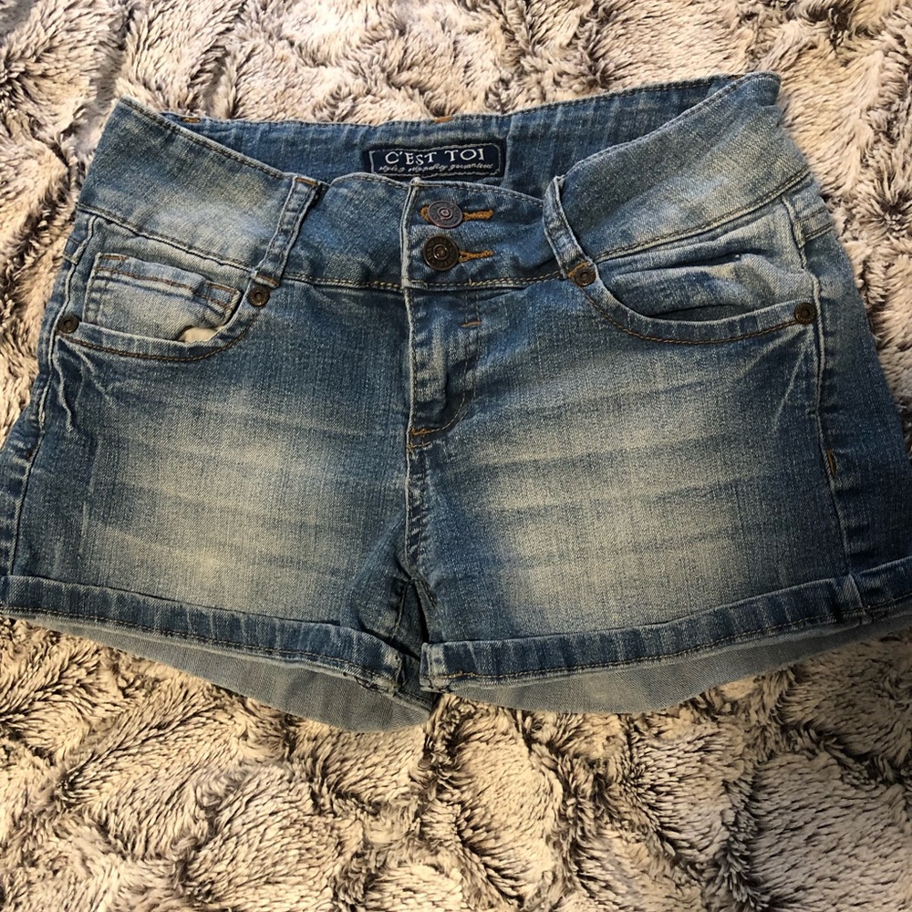 Denim midrise shorts
